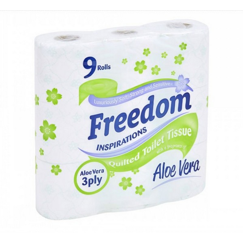 Carta Igienica Freedom Aloe Vera 3 Strati &ndash; 45 Rotoli &ndash; Morbida Trapuntata &ndash; UK
